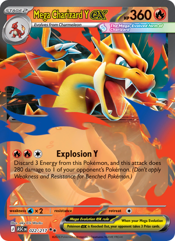 Pokémon TCG: Mega Charizard YメガリザードンY Mega Charizard Y ex 022/217 Double Rare Mega Evolution Ascended